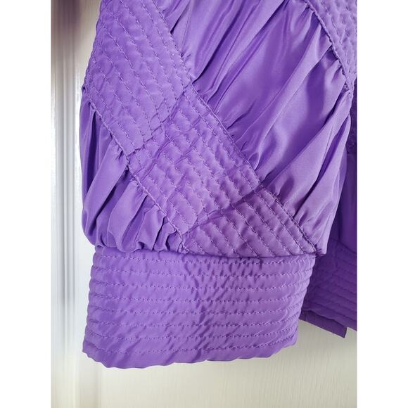 Vintage Marguerite Rubel San Francisco Unique Silky Purple Puffer Jacket, Large - Picture 11 of 12